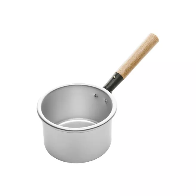 Cassolette en aluminium avec manche en bois pour chauffe cire de 400 ml